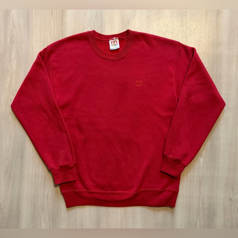 Vintage USA Olympic Embroidered Logo Crewneck Sz M Blank Essential